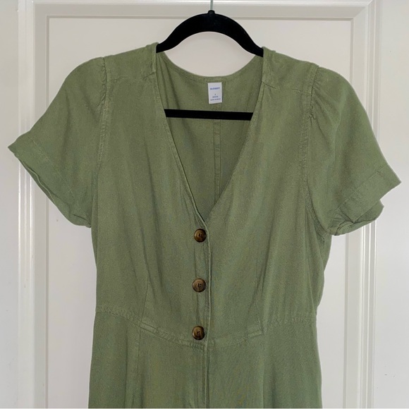 Old Navy Women’s Jumpsuit, Linen-Blend, Short Sleeve, Sage Green, SMALL PETITE - Picture 3 of 14